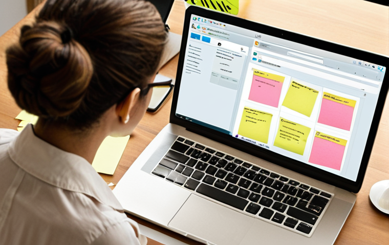 **
A person sitting at a desk covered in sticky notes, some with app ideas scribbled on them, some crossed out. A laptop is open, displaying a simple landing page with an email signup form. The overall tone is thoughtful and strategic, reflecting the "Validating Your Idea" section. Capture the feeling of brainstorming and early-stage market research. Style: Bright, modern, and slightly chaotic.
**
