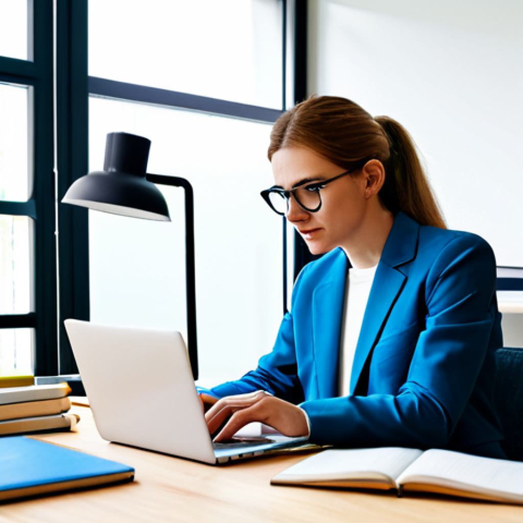 비즈니스 블로그 운영으로 수익을 만드는 법 - Content Creation Strategy**
"A professional blogger working on a laptop in a bright, modern home of...