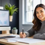 Home 9 온라인 강의 제작으로 수익 창출하기 - **Prompt:** A dynamic, diverse female entrepreneur in her late 30s, dressed in a smart casual outfit...