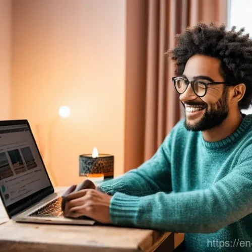 Home 20 크라우드펀딩으로 시작하는 부업 아이디어 - **Prompt 1: The Visionary Creator's Workspace**
"A vibrant, eye-level shot of a young adult, app...