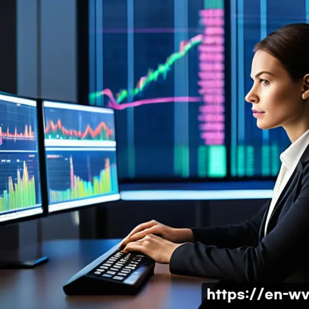 주식 트레이딩을 통한 수익 아이디어 - **Prompt:** A highly focused female financial analyst in her late 30s, dressed in smart business cas...