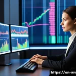 Home 13 주식 트레이딩을 통한 수익 아이디어 - **Prompt:** A highly focused female financial analyst in her late 30s, dressed in smart business cas...