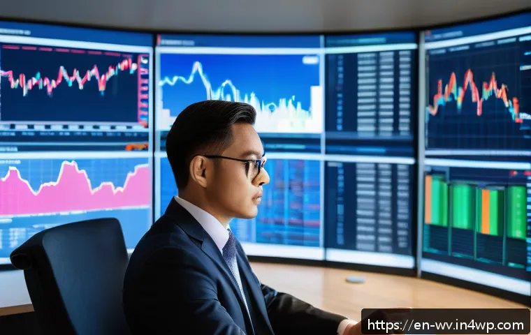 자산 관리 컨설팅으로 수익 내기 - A professional financial consultant in a modern office, analyzing multiple large digital screens dis...